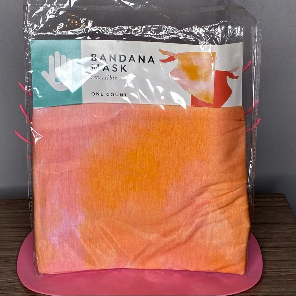 🐼 3/$25 NWT Reversible Bandana Mask - Orange & Pink Tie-Dye
